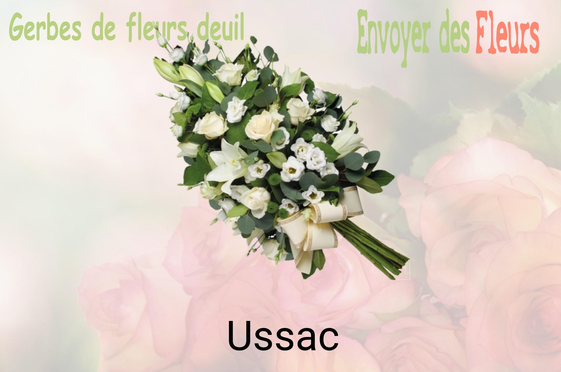 Gerbe de fleurs de deuil livrée à Ussac
